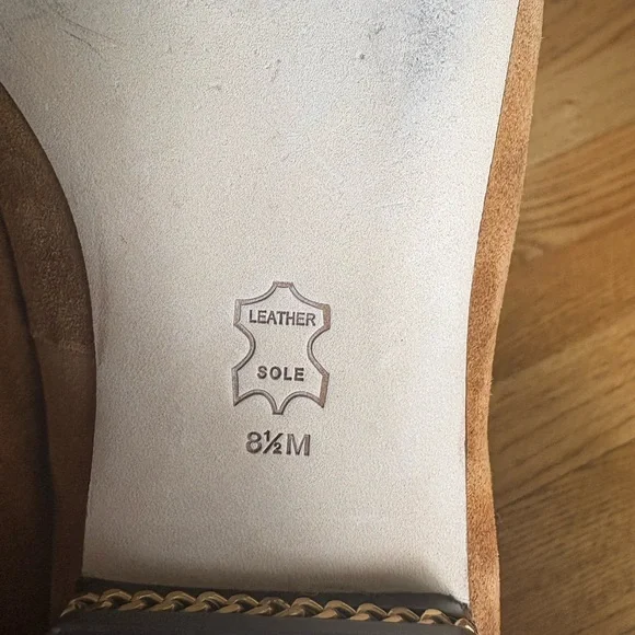 Tory Burch Camel Brown Suede Leather Ruby 15mm Loafer Flat Shoes - Picture 11 of 14